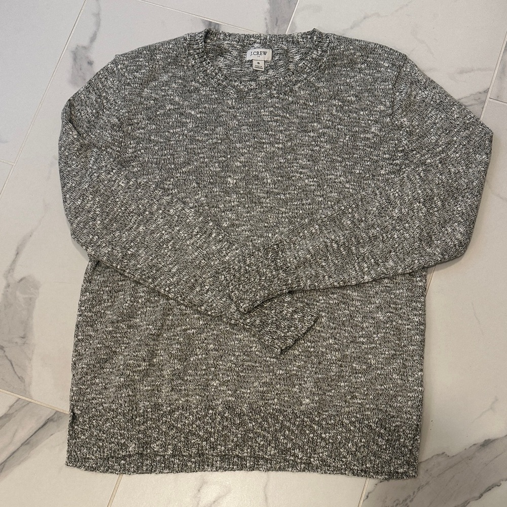 J. Crew Womens Marled Gray Crewneck Sweater
